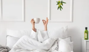 A Woman Drinking Olive Oil Before Bed